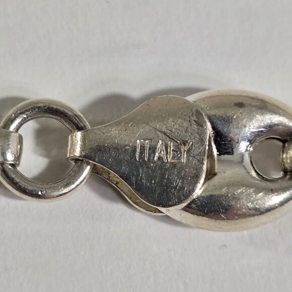 VTG Sterling Silver Bracelet Mariner Anchor Link Chain Hollow Puffy 7" 925 Italy - Picture 6 of 9